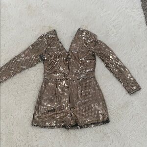 Charlotte Russe Metallic Sequin Jumpsuit